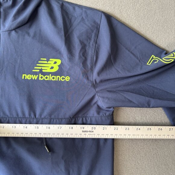 New Balance Lightweight Windbreaker Mens S Jogging Jacket Navy Running Hooded - Picture 9 of 16